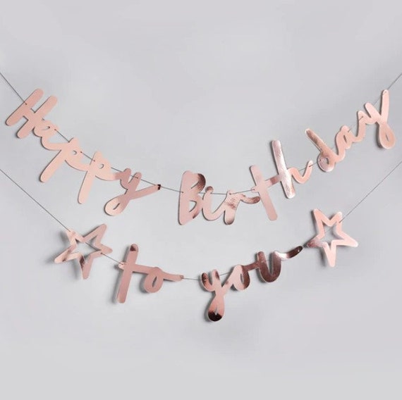 Ghirlanda di buon compleanno a te in oro rosa con stelle 2 metri per la  festa di compleanno dei bambini Banner decorativo da appendere per feste  per bambini -  Italia