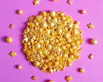 Natural Vegan Gold Cake Sprinkles - Golden Edible sprinkles - Cupcake  Toppers - Gold Sprinkle Mix Metallic Sprinkles vegan Cake decorations