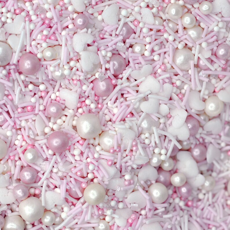 Cotton Candy Kisses Valentines Sprinkles Pink White Heart Mix Etsy