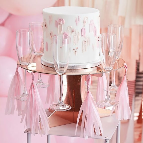 Rose Gold Foiled Cake Stand and Drinks Stand With Pink Tassels