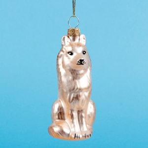 Arctic Fox Shaped Bauble Christmas Tree Hanging Decoration Festive Xmas Ornament Wolf Novelty Holiday Gift Personalised Custom Name