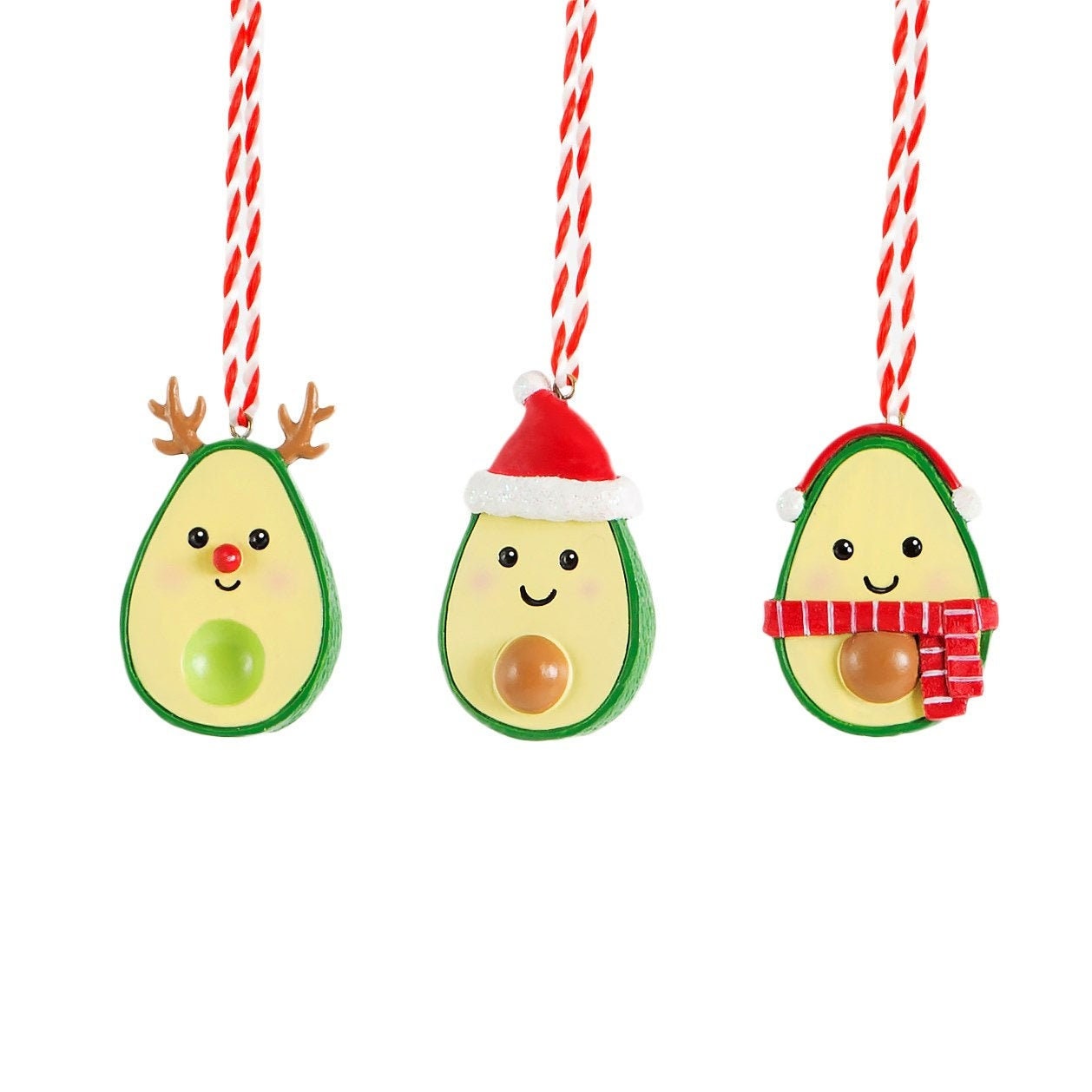 Christmas Avocado Hanging Decorations Set of 3 Hanging Etsy UK