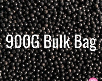 Pearly Black Sugar Pearls 5-6mm - 1 Pound - edible black sugar pearl  sprinkles, edible pearls, metallic black