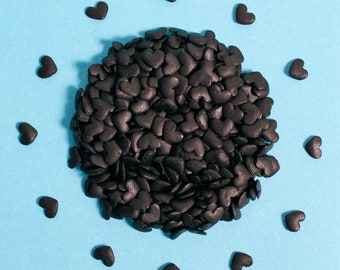 Coeurs noirs confettis couleur naturelle tasse gâteau Saint-Valentin saupoudrage Convient aux végétaliens Halal casher Gluten sans produits laitiers Cadeaux de pâtisserie