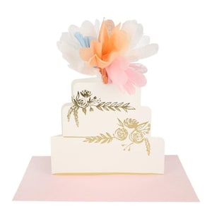 Gâteau fleuri Carte de voeux d'anniversaire de mariage à déplier Message de félicitations Anniversaire au centre de la table