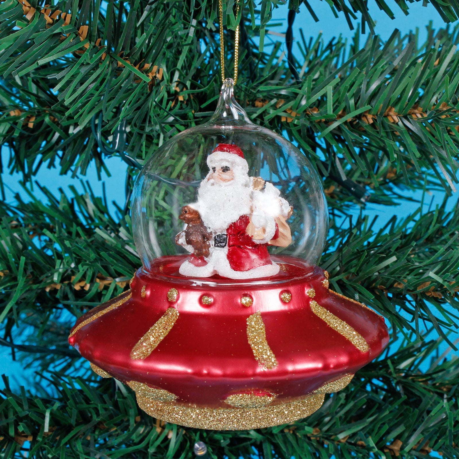 クリスマスオーナメント ガラスベル2個セット（雪だるま 、サンタ