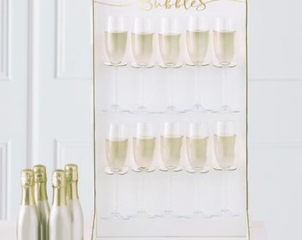 Gold and White Prosecco Wall Drinks Holder Stand 60cm White Card Table Wedding Centre Piece Birthday Party Supplies Celebration 1 Wall