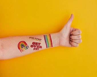 Pride Temporary Tattoos Pack of 2 for Pride Festival Rainbow Hearts Lips Proud Party Goody Favor Bags Kid&#39;s Children&#39;s Party Supplies