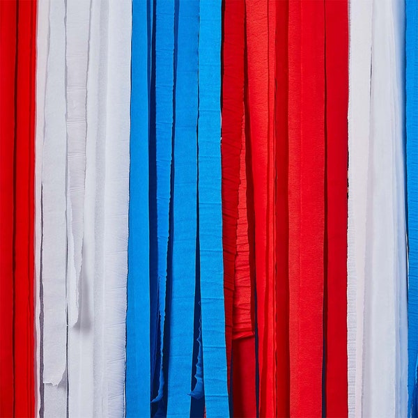 Red White and Blue King's Coronation Crepe Paper Streamers Pack of 6 x 20 metre Rolls for Street or Garden Party 70 Years Party Supplies