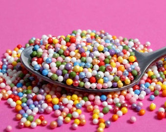 Rainbow 100s & 1000s Nonpareils Natural Colour Cup Cake Sprinkles Suitable for Vegans Halal Kosher Gluten Dairy Free Mixed Baking Gifts