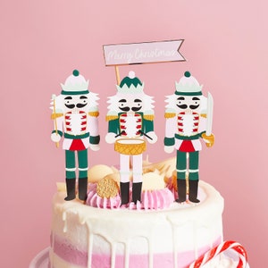 Quebra-nozes bolo de natal topper pacote de 4 decoração do bolo de natal feliz natal cartão festivo natal feriado fontes festa diversão