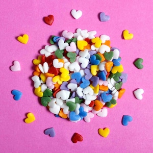 Rainbow REGULAR Love Hearts Natural Sprinkles Suitable for Vegans Gluten Dairy Free Mixed Valentine's Day Anniversary Baby Shower Birthday