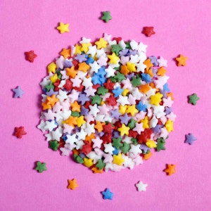 Rainbow Stars Confetti Mix Sprinkles Suitable for Vegans Gluten Dairy Free Blue Green Red Orange Yellow Pink Star Cup Cake Baking Gift