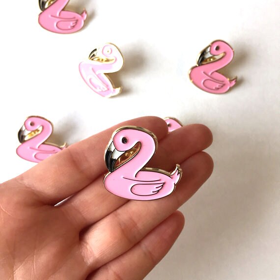 Pink Flamingo Hard Enamel Lapel Pin – Gold Tone, Tropical Bird Design, Gift Boxed - View #7