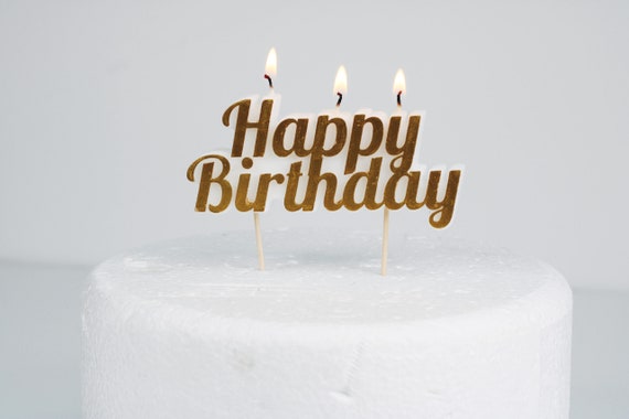 Gold Cake Topper Gold Cake Decorations, Happy Birthday Candles