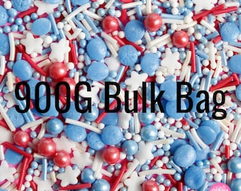 Bulk Bag - Patriotic Party Mix Natural Cake Sprinkles Suitable for Vegans Gluten Dairy Free Mixed Red Blue White Pearls Stars Jimmies