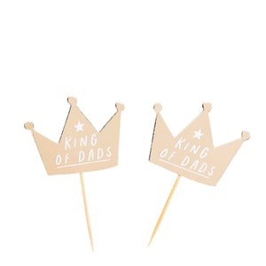 King of Dads Father's Day Gold Foil Cake Picks Pack of 12 Father's Day Gold Foil Crown Shaped Shaped Cake Topper Decoration June 19th image 2
