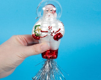 Astronauta Papá Noel Adorno de cristal Árbol de Navidad Decoración colgante Festivo Novedad Adorno Regalo de Navidad Estrellas espaciales Planeta Nombre personalizado Encanto