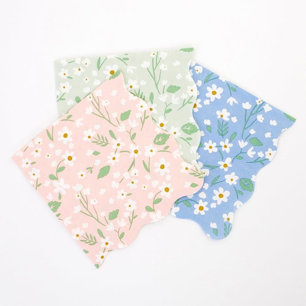 Ditsy Floral Napkins Small Pack of 20 in 4 Colours Garden Floral Flower Springtime Party Birthday Party Decoration Supplies Catering
