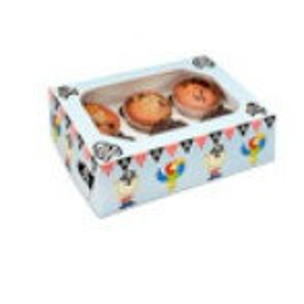 Boîtes à cupcakes pirates - Lot de 2 vitrines rectangulaires Accessoires et cadeaux pour boulangers Perroquet Jolly Roger Cupcakes d'anniversaire