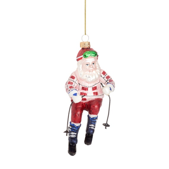 Skiing santa christmas ornament Clearance