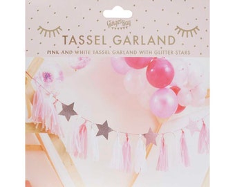 Pink Tassel Garland With Pink Glitter Stars