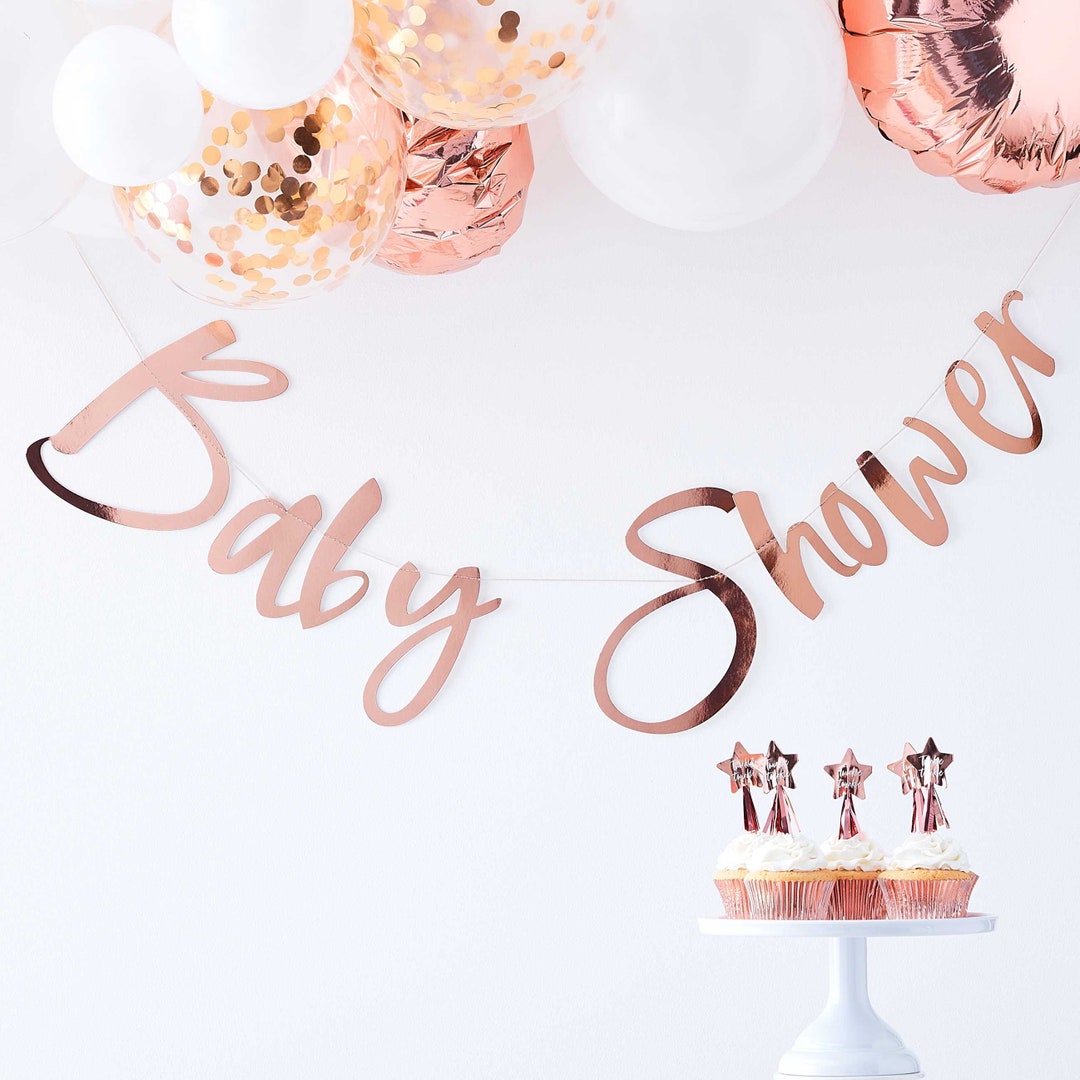 Banner E Bandierine Per Baby Shower Oro Rosa – Decorazioni Complete Con Nastro Per Palloncini Da 10m - 3