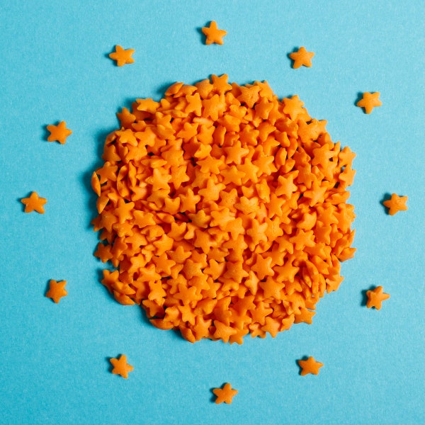 Orange Confetti Stars Natural Colour Cup Cake Sprinkles Suitable for Vegans Halal Kosher Gluten Dairy Free Mixed Baking Gifts Halloween