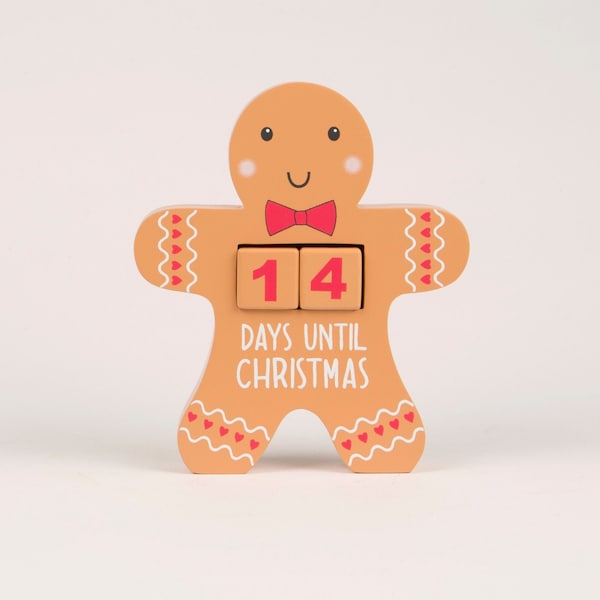 Gingerbread Man Countdown Advent Calendar Christmas Blocks Xmas Table Decoration Decor Novelty Holiday Ornament