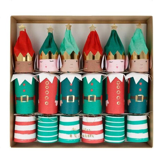 Christmas Crackers Hand Made Box of 6 Silver Leaf Glitter Merry Christmas Xmas Christmas Crackers Hand Made Box of 6 Silver Leaf Glitter Merry Christmas Xmas