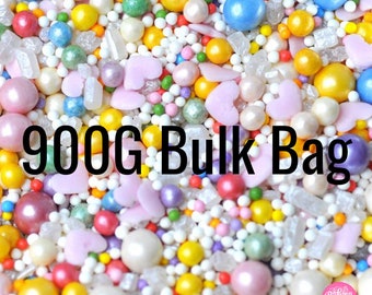 Bulk Bag - Ice Cream Fairy Mix Natural Cake Sprinkles Suitable for Vegans Gluten Dairy Free Mixed Rainbow Hearts Strands Jimmies Cupcakes