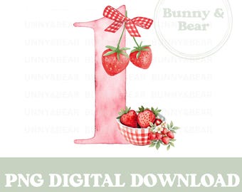 Strawberry 1st Birthday PNG, 1st Birthday T Shirt Sublimation Design, Berry First Birthday, Strawberry Sublimation, Instant Digital Download