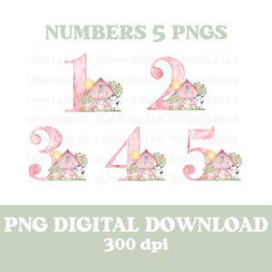 Grange rose ferme & animaux anniversaire numéros 1 à 5 PNG, sublimation de tee d'anniversaire, conception de carte d'anniversaire, ferme des cliparts, téléchargement immédiat