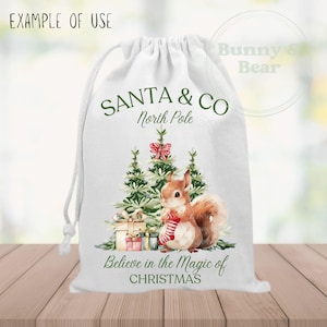 Santa & Co écureuil Santa Sack Design PNG, Design de sac de Noël, sublimation écureuil, Clipart Noël, téléchargement numérique instantané