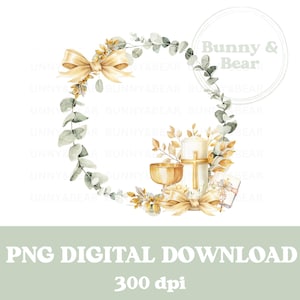 Couronne de 1ère communion or PNG, Communion Sublimation Design, conception de cartes de communion, clipart chrétien, téléchargement immédiat