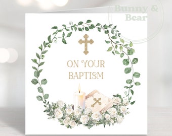 White Roses Baptism Wreath PNG, Baptism Sublimation Design, Baptism Card, Christening Sublimation, Instant Digital Download