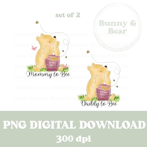 Klassieke Winnie de Poeh, png, mama aan bij, papa aan bij, tee-sublimatie, nieuwe baby, roze babyshower, sublimatie, instant digitale download