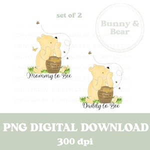Klassieke Winnie de Poeh, png, mama aan bij, papa aan bij, tee-sublimatie, nieuwe baby, babyshower, sublimatie, instant digitale download