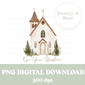 Chiesa sul tuo battesimo PNG, disegno per sublimazione del battesimo, biglietto di battesimo, sublimazione del battesimo, download digitale istantaneo