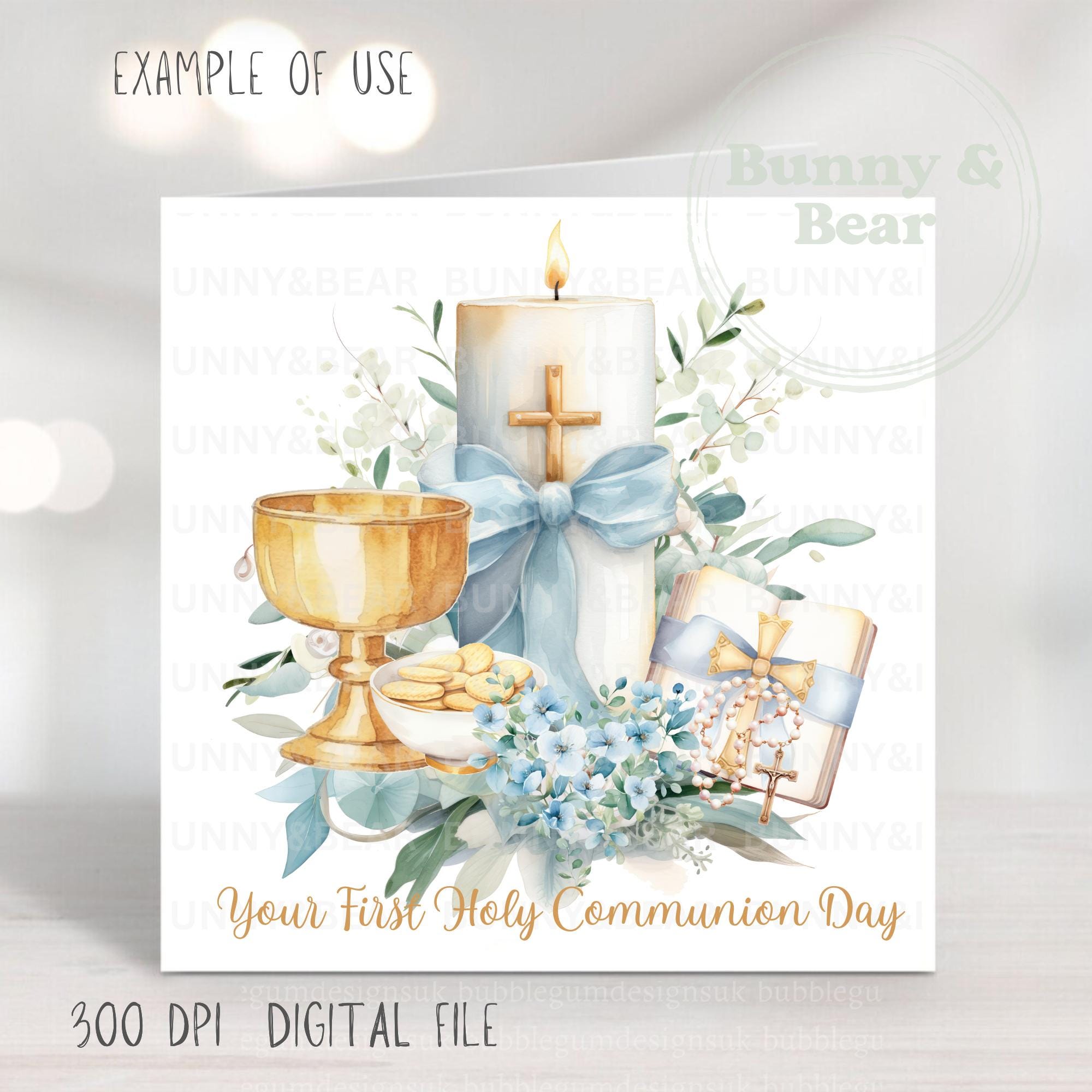 Blue First Holy Communion PNG, Communion Sublimation Design, Communion ...