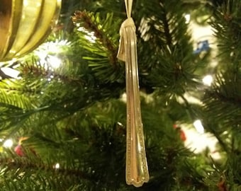 6 x Christmas tree decorations. Icicles upcycled from Vintage silver plated handles. Unique.