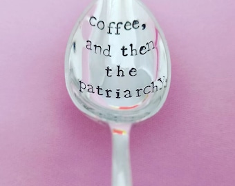 Teaspoon, Barbie, feminist, matriarchy, girl power, superwoman. Handstamped. Vintage Silver Plated. Reloved upcycled, unusual Christmas gift