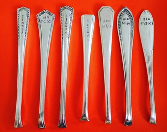 Gin Cocktail masher, stirrer, mixer. Handstamped, Vintage silver plated - ginned - gin o&#39;clock, gin helps, gintastic
