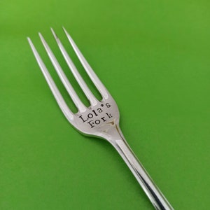 Pet Food Fork. Personalised, handstamped. Vintage Silver Plate for dogs or cats. Relove, Upcycle. recycle