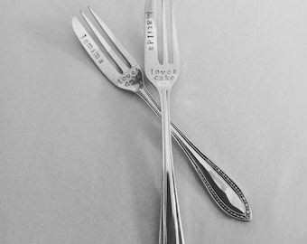 Cake fork. Personalised Christmas gift. Vintage Silver Plate. Ideal unusual birthday gift and keepsake. Upcycled and reloved.