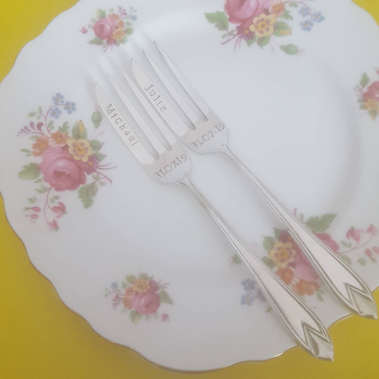 Wedding cake forks. Names. I do Me too. Wedding Date. Etsy