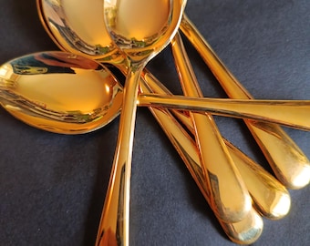 Gold plated vintage teaspoon handstamped with a personalised message. upcycled gift, coffee, tea, hot chocolate