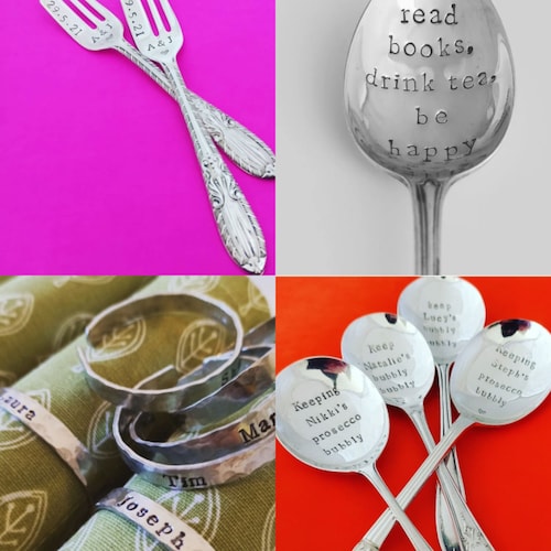 Lot Enfant Métal Argenté : Cuillère, Fourchette, Rond De Serviette Et Tasse à Lait