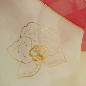 Hand-painted silk scarf with white orchids image 8