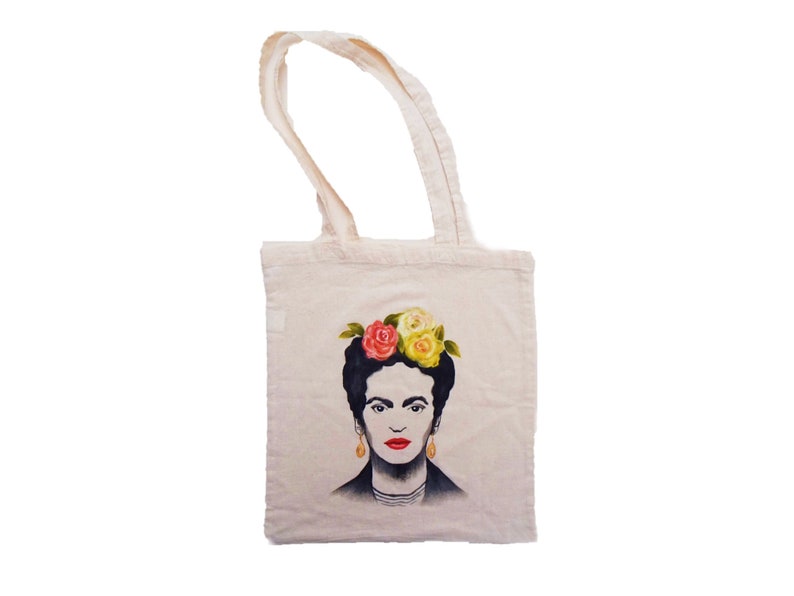 Frida Khalo cotton shopping bag, Frida bag, Frida Khalo gifts, personalized shopper bag, personalized gifts, frida kalo art image 1